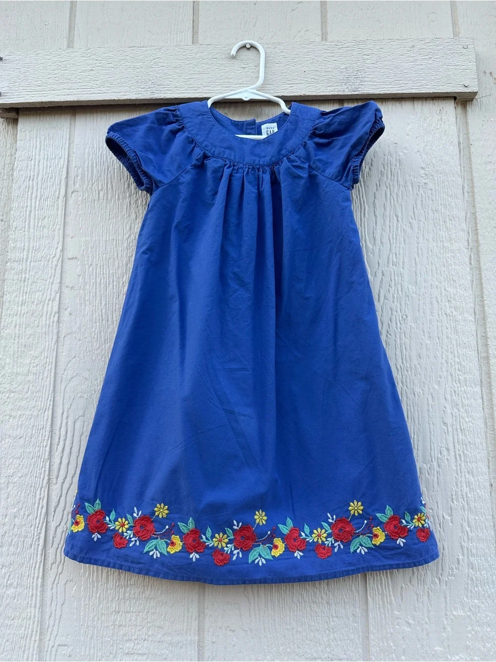 GAP Royal Blue Floral Embroidered Hem Dress